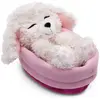 Image de Peluche chien caniche dormant dans un panier Nici 10x14x8 cm