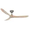 Image de CasaFan 315216 Eco Véritable Ventilateur de Plafond avec Télécommande 16W 152cm Bois Massif/Chrome Satiné