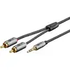 Image de Cable adaptateur audio Goobay 65288 3,5mm mâle vers 2x RCA mâle 2 m noir/argent