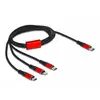 Image de Câble de charge USB 3 en 1 Delock USB Type-C à Lightning/Micro USB/USB Type-C 1 m noir/rouge