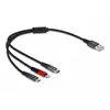 Image de Câble de charge USB 3 en 1 Delock Type-A vers Lightning/Micro USB/USB Type-C 30 cm