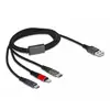 Image de Câble de charge USB 3 en 1 Delock Type-A vers Lightning/Micro USB/USB Type-C 1 m