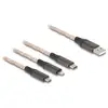 Image de Câble USB DeLock 88158 3-en-1 RGB 1,2 m USB-A vers USB-C/Micro-USB/Lightning