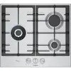 Image de Plaque de cuisson Bosch PCC6A5I90 inox 3 feux gaz FlameSelect Wok 60cm