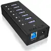 Image de Hub ICY BOX 7 ports 5000 Mbit/s IB-AC618 aluminium noir avec alimentation DC