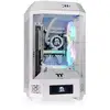 Image de Boîtier PC Thermaltake Mini Tower SPCC blanc avec écran LCD et prise en charge USB-C Mini-ITX