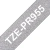 Image de Ruban Brother TZE-PR955 Blanc sur argent 24 mm laminé