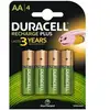 Image de Lot de 4 piles AA rechargeables Duracell HR6-B 1 300 mAh NiMH multicolores