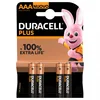 Image de Piles alcalines Duracell Plus AAA LR03 1,5 V 4 unités