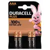 Image de Pile AAA Duracell Plus DPBLR3B4 Alcaline 1,5V Pack 4 Haute Longévité