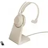 Image de Auriculaire Jabra Evolve2 65 sans fil Bluetooth Mono avec réduction de bruit, microphone, Base de charge, beige