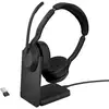 Image de Jabra Evolve2 55 Casque sans fil et filaire pour centre d'appels avec base de chargement Noir
