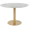 Image de Table à manger plateau aspect marbre et pieds aspect laiton House Nordic Bolzano 110x75 cm