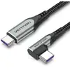 Image de Câble USB 2.0 Vention TAKHF Type-C vers Type-C 90° 100 W 480 Mbps 1 m Gris