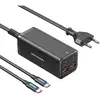 Image de Vention Portable GaN Charger FBSBG-EU 4 Ports PD100W Kit Câble Noir Compatible avec Samsung/Iphone/ordinateurs portables