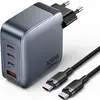 Image de Chargeur mural GaN Vention TZ-FETH0-EU 100W 3xUSB-C 1xUSB-A câble 1m gris
