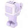 Image de Chargeur rapide Ugreen Uno 65W GaN avec 2 ports USB-C + 1 port USB-A avec écran LED violet