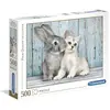 Image de Puzzle de 500 pièces Clementoni Cat and Bunny 49x36 cm