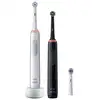 Image de Oral-B Pro 3 3900 Duo Lot de 2 brosses à dents électriques avec manche rechargeable Blanc/Noir