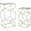 Image de Table d'appoint en métal doré Mauro Ferretti Glassy (x2) 50x50x100-40x40x80 cm