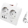 Image de Station d'energie Ewent EW3871 2 prises Schuko 2 USB-A 1 USB-C 1,5m Blanc interrupteur