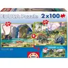 Image de Puzzle de 2 x 100 pièces Educa Dinoworld 22x32x5 cm