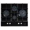 Image de Plaque gaz Meireles LCI 6031 BK 4 zones verre noir intégrée 64 cm
