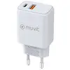 Image de Muvit For Change Chargeur Mural 1 USB QC 3.0 18w + 1 USB-C PD 25W Blanc