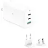 Image de Chargeur réseau multiport Ksix Gan 65 W, PPS, PD, charge ultra rapide, connecteurs US+EU+UK, blanc