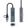 Image de Convertisseur Nanocable 10.03.0412 USB-C USB-A Ethernet 3xUSB 3.0 Aluminium 15 cm