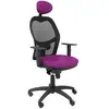 Image de Piqueras y Crespo Chaise Jorquera en maille noire, siège en simili cuir violet avec tête de lit fixe