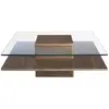 Image de Table basse carrée en verre et noyer Angel Cerdà 100x100x35 cm