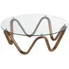 Image de Table basse ronde en verre trempé et noyer Angel Cerdà 115x38 cm