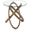 Image de Table d'angle ronde en verre trempé et noyer Angel Cerdà Ø 55x50 cm