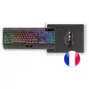 Image de Mars Gaming Mcp124, Combo 3en1, Clavier LED RVB, Souris RVB 3200dpi, Tapis de Souris, Français, Noir