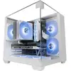 Image de Boîtier PC compact MicroATX Mars Gaming Mc-visionm, triple verre trempé, double chambre, blanc