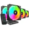 Image de Kit de 4 ventilateurs ARGB 120 mm Mars Gaming MF-SI4KIT avec télécommande et hub, noir