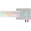 Image de Clavier de jeu sans fil Mars Gaming Mcpwx Combo, souris FRGB, tapis de souris RGB, blanc, français