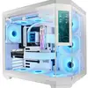 Image de Boîtier de jeu Mars Gaming MC-3TCORELCDM Micro-ATX avec écran IPS 7,2" et triple verre trempé, blanc