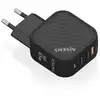 Image de Chargeur Aisens ASCH-65W3P027-BK 65 W GaN 2 x USB-C PD3.0 QC4.0 1 x USB-A QC3.0 Noir