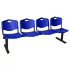Image de Bancada de espera Piqueras y Crespo 4 plazas PVC azul structure noire