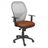 Image de Piqueras y Crespo Chaise Jorquera en maille grise, assise Bali marron