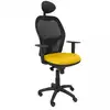 Image de Piqueras y Crespo Chaise Jorquera en maille noire, assise jaune Bali avec tête de lit fixe