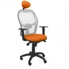 Image de Piqueras y Crespo Chaise Jorquera en maille grise, assise Bali orange avec tête de lit fixe