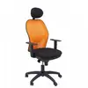 Image de Piqueras y Crespo Chaise Jorquera en maille orange Bali assise noire avec tête de lit fixe