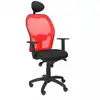 Image de Piqueras y Crespo Chaise Jorquera en maille rouge Bali assise noire avec tête de lit fixe