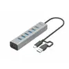 Image de Hub USB i-tec 7 Ports Métal USB-C/USB-A 5 Gbps Charge Active Gris 0,3 m