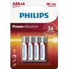 Image de Piles alcalines Philips AAA LR03P4B/10 1,5 V, lot de 4, sans cadmium, mercure ni plomb