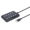Image de Hub USB 2.0 Gembird 10 ports modèle UHB-U2P10P-01 avec bouton marche/arrêt et LED