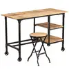 Image de VidaXL Bureau et tabouret pliants en bois de manguier massif 115x50x76cm